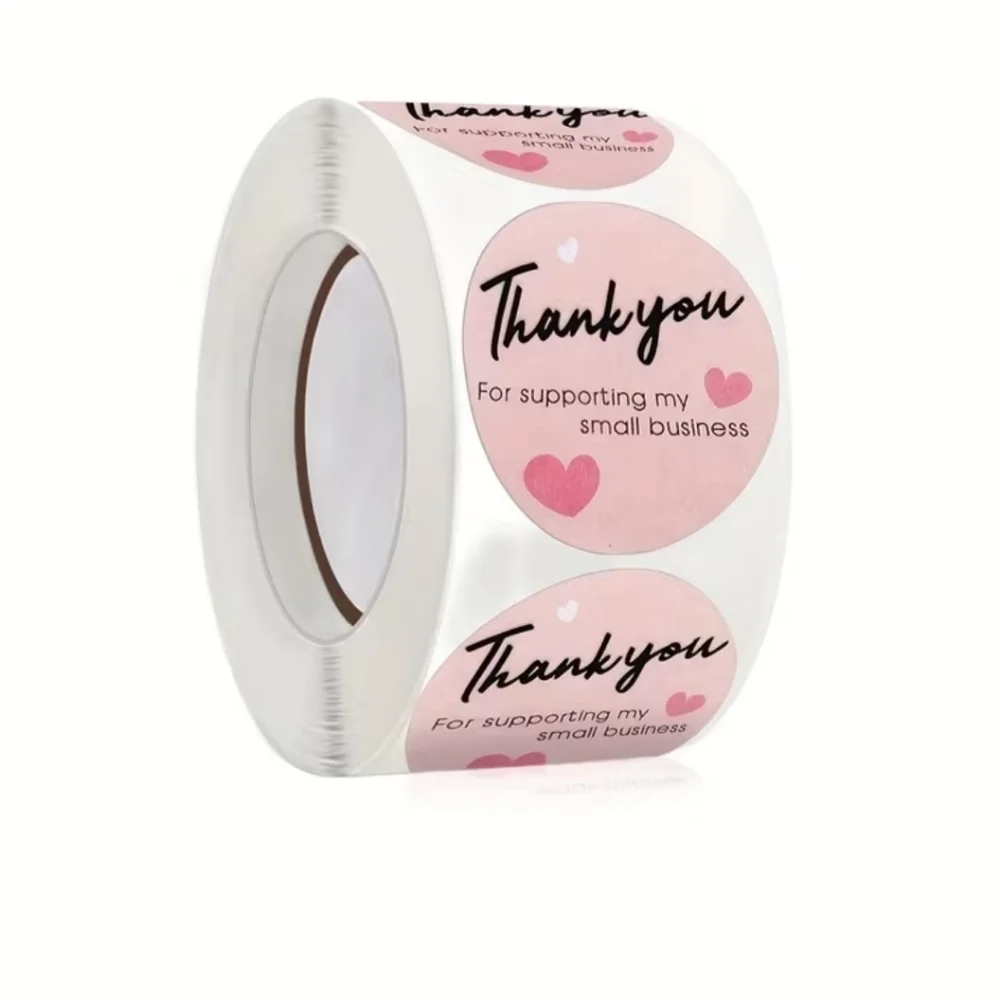 Thank You Cards & Envelopes, Roll Of Stickers & Small Resealable Bags.